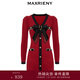 MAXRIENY財閥千金針織裙蝴蝶結小香風(fēng)連衣裙氣質(zhì)顯瘦短裙 宮墻紅 M 02