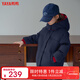 鴨鴨兒童羽絨服冬季新款男女童一衣兩穿短款學(xué)生中大童裝加厚外套HR 紅藍色 120