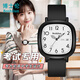 博士倫手表女款初高中生考試專(zhuān)用初中生防水兒童只看時(shí)間靜音夜光石英表 黑白靜音款【升級星期日歷+夜光防水】