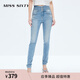 MISS SIXTY牛仔褲女三環(huán)高腰破洞小腳緊身褲百搭顯瘦 中藍 27