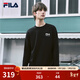FILA 斐樂(lè )官方情侶款針織長(cháng)袖上衣秋新款時(shí)尚休閑純棉寬松長(cháng)T 正黑色-BK L 175/96A/L