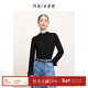 納薇（naivee）冬新款萊賽爾肌理感打底衫優(yōu)雅山水提花半高領(lǐng)上衣女 黑色 L