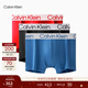 Calvin Klein內衣【新年禮物】ck本命年三條裝順滑彈力吸濕速干紅色平角內褲男 5R6-太空黑/磚紅/天藍 3條 L