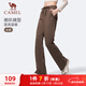 駱駝（CAMEL）運動(dòng)褲女休閑透氣微喇修身針織衛褲子 J25CAVL6016 法式棕 M
