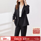 尚都比拉正裝職業(yè)西裝套裝女春秋氣質(zhì)小西服外套九分褲兩件套 黑色 S 