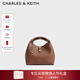CHARLES&KEITH25冬季新品簡(jiǎn)約手提包菜籃子包斜挎包新年禮物送女友CK2-10701618 Chocolate巧克力色 M
