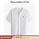Abercrombie & Fitch經(jīng)典小麋鹿圖案男裝25夏季美式重磅寬松亨利領(lǐng)短袖T恤 白色 L (180/108A)尺碼偏大