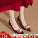 ZHR高跟鞋女2026新款尖頭細跟婚鞋子女秀禾新娘不累腳女鞋CV13紅色37
