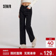 森馬（Semir）森柔牛仔|牛仔褲女抓毛闊腿褲街頭個(gè)性冬季寬松長(cháng)褲103724124001B
