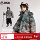 ASK JUNIOR90絨兒童迷彩羽絨服2025冬季男童休閑連帽保暖外套上衣 藍綠色