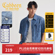 卡賓（CABBEEN）【涼感牛仔】男裝 滿(mǎn)印老花襯衫25夏季新款短袖襯衣外套上衣 蔚藍色47 M /170/48