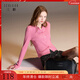 三彩2025冬季新款修身短款圓領(lǐng)針織衫長(cháng)袖開(kāi)衫外搭顯瘦簡(jiǎn)約M 玫紅色 M 160/84A