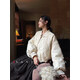三吉黑花【小玫瑰】新中式雪尼爾歐根紗短款羽絨服女款冬季外套潮 米白(90白鴨絨) M