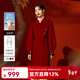 秋水伊人100%綿羊毛國風(fēng)感雙面呢外套冬季女裝廓形大衣圣誕紅 大紅 M