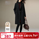 晚白【新品】冬款氣質(zhì)中長(cháng)款外套利落大方經(jīng)典百搭羊毛大衣女 黑色 M