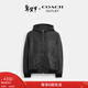 蔻馳（COACH）【新年禮物】奧萊男士男裝壓紋皮革TRAINER外套夾克 黑色經(jīng)典標志 M