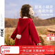 ASK JUNIOR兒童外套秋冬季小童連帽毛呢防風(fēng)上衣女童騏驥紅新年外套