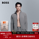 雨果博斯BOSS男士刺繡徽標裝飾棉質(zhì)拉鏈休閑夾克 210-棕色 XL