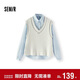 森馬（Semir）[商場(chǎng)同款]長(cháng)袖襯衫女襯衣V領(lǐng)背心2025春寬松兩件套101125105011