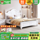 本色熊 兒童床 實(shí)木床男孩女孩公主床美式地中海小學(xué)生青少年小孩單人床 實(shí)木單床（純白款）+床頭柜2+10cm床墊（6D提 1.5米*2.0米