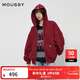 moussy 新品美式復古純色拉鏈連帽衛衣外套028IAZ80-1005 083深紅色 均碼 00020/F
