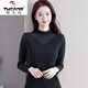 啄木鳥(niǎo)（TUCANO）2026春秋新款亮絲網(wǎng)紗打底衫女內搭長(cháng)袖t恤洋氣小衫上衣薄款 6601黑色 V.形銀絲立領(lǐng) XL 90斤-115斤