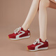 波爾諦奇（BOERDIQI）26年新款女鞋復古休閑運動(dòng)德訓鞋厚底增高拼色休閑鞋 紅色 39