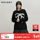 moussy 2026早春新品甜美風(fēng)蝴蝶結圓領(lǐng)套頭毛針織衫028IAZ70-1061 020黑色 均碼