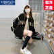 莫代爾棒球服外套女2026春秋冬新款夾棉加厚初高中學(xué)生寬松時(shí)尚保暖夾克 黑色 M 105-120斤