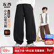 左西男童加絨運動(dòng)褲冬季兒童一體絨彎刀褲2025新款褲子潮 黑色 140