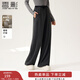 香影【蠶桑絲+山羊絨】深灰色闊腿休閑褲女2025秋冬新款直筒褲子 深灰 M 160/64A/95-110斤