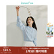 茵曼（INMAN）法式花邊立領(lǐng)薄款襯衫女2025年春秋新款鏤空雪紡長(cháng)袖藍色襯衣 天藍色 XL
