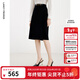 朗姿純棉復古中長(cháng)款顯瘦氣質(zhì)裙子通勤時(shí)尚法式半身裙冬季新款 黑色 L