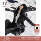 玖姿·安娜蔻【冰原系列】帽領(lǐng)收腰白鵝絨中長(cháng)羽絨服女2024冬款 素黑 L