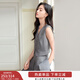 香影老錢(qián)風(fēng)灰色西裝外套女高級感2026春季新款簡(jiǎn)約通勤正肩小西服 馬夾套裝T851031 M