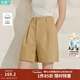 茵曼（INMAN）章若楠同款|茵曼通勤純棉短褲女2026年夏季新款五分直筒白色褲子 卡其色 27