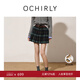 OCHIRLY【特享折扣】格子百褶半身裙短裙松緊雙腰頭25秋冬 藍綠格 S