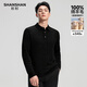 SHANSHAN杉杉【100%羊毛】男士羊毛衫冬款翻領(lǐng)本命年紅色毛衣內搭保暖上衣 黑色 L /175