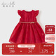 戴維貝拉兒童連衣裙夏裝紅色裙子女童寶寶氣質(zhì)禮服公主裙童裝