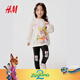 H&M【瘋狂動(dòng)物城聯(lián)名】HM童裝兒童女童褲子內里拉絨打底褲1319801 黑色/瘋狂動(dòng)物城 120 53 (4-6Y)