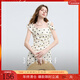 三彩獨醒2025夏季新款法式復古溫柔風(fēng)波點(diǎn)方領(lǐng)連衣裙收腰長(cháng)裙F 米白色幾何 M 160/84A