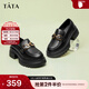 他她（TATA）英倫厚底jk樂(lè )福鞋女鞋黑色學(xué)院小皮鞋淺口單鞋子GOK02AA4 黑色 37