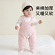 嬰兒背帶褲冬天女寶寶超好看夾棉加厚連體開(kāi)襠褲新生冬季保暖褲子 【軟糯保暖】櫻花粉 66 碼：3-6個(gè)月寶寶