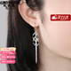 紀詩(shī)哲（GIEVSZHE）品牌菱形長(cháng)款流蘇耳釘女簡(jiǎn)約氣質(zhì)耳環(huán)耳飾情人節生日禮物送女友 菱形耳環(huán)  白金色【代寫(xiě)賀卡】