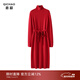 啟超系帶加厚高領(lǐng)山羊絨衫2026秋冬季女長(cháng)款連衣裙純羊絨毛衣針織裙子 大紅色 S
