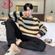 浪莎（LangSha）條紋睡衣男士春秋季大碼寬松青少年休閑可外穿長(cháng)袖家居服套裝 7115條紋男 XL