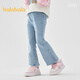 巴拉巴拉童裝兒童褲子女童春秋裝牛仔喇叭褲柔彈百搭長(cháng)褲甜美可愛(ài) 牛仔淺藍88101 130