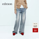 edition牛仔褲女土耳其棉帥氣工裝闊腿褲休閑長(cháng)褲 牛仔藍色 M (27)