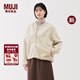 MUJI女式 長(cháng)毛抓絨 夾克女短外套25年冬季新品搖粒絨女裝 BB2T9C5A 象牙色 L (165/88A)