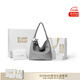 ECODAY編織托特包通勤包女包大容量單肩手提包送女友生日禮物 銀色大號   限定禮盒